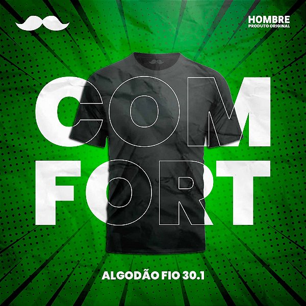 Camiseta Masculina Básica Preta Algodão Fio 30.1 Comfort | Hombre