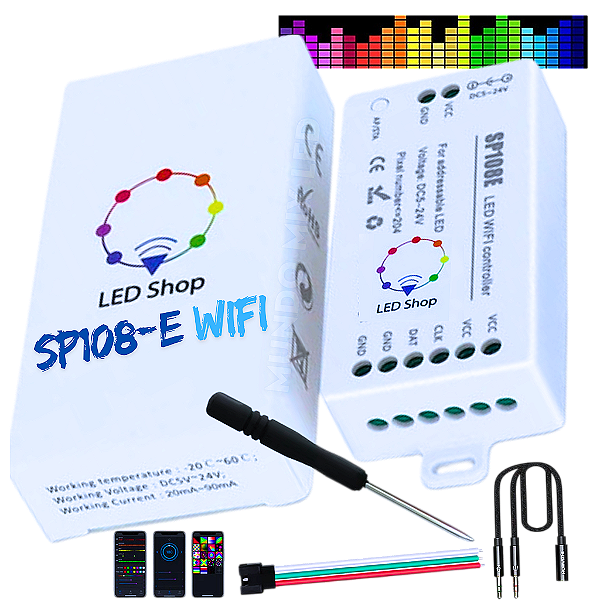Controladora Digital SP108-E Musical Wifi Para leds pixel fita led Ws2811 2812 6803 2815