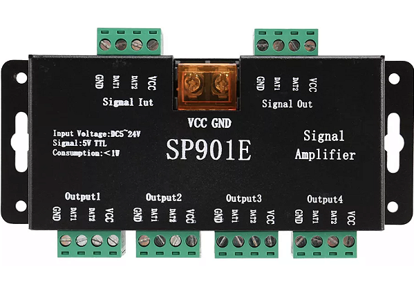 Amplificador DIGITAL SP901-E Repetidor De Sinal PARA FITA DIGITAL Ws2811 2812 6803 2815 PIXEL LED Módulo LED SP901E