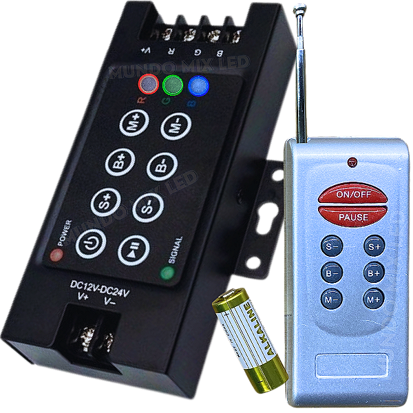 Controladora RGB RF 4.33MHZ 360W 30A 12v-24v Comando Analogico P/ Fita Leds