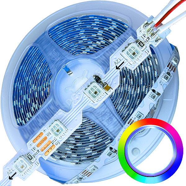 Fita LED RGBW 2811 6mm Dobravel Digital IP20 ZIG ZAG 12V CURVA 90º RGBW RGB 2811 RGB RGBIC