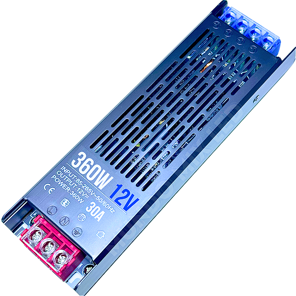 Fonte Slim 360W 30A 12v Metálica Fina Chaveada Alimentação 110v 220v P/ Cftv Leds