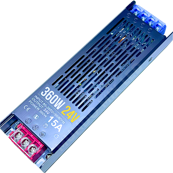 Fonte Slim 360W 15A 24v Metálica Fina Chaveada Alimentação 110v 220v P/ Cftv Leds