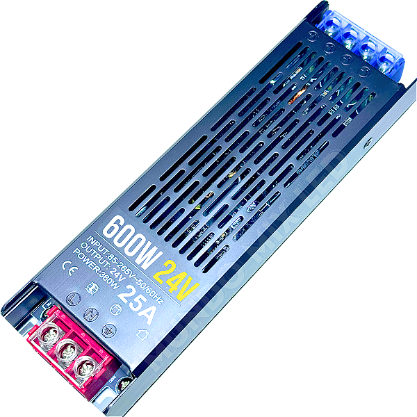 Fonte Slim 600W 25A 24v Metálica Fina Chaveada Alimentação 110v 220v P/ Cftv Leds