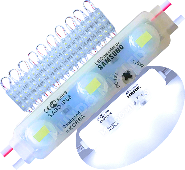 Módulo Led 5830 Chip Samsung Coreano 170º IP68 Branco Frio 8000k 3-led 12v 7cm injetado lente