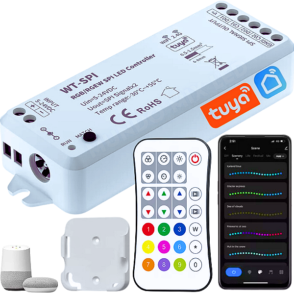 Controladora Digital SPi Wifi RGB IC Tuya Smart Life Google Alexa P/ Leds Digital Pixel rgbic 5v 12v 24v