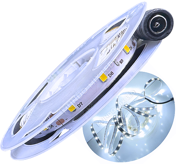 Fita LED 3528 IP20 12V 60Leds 4,8W /mt Branco Frio 6500K 12Volts Sem Silicone