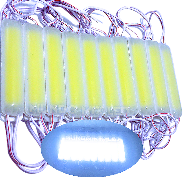 Módulo Led 8520 COB 2,5W 12V Branco Frio 9-leds 180º ip67 12volts P/ Letra Caixa