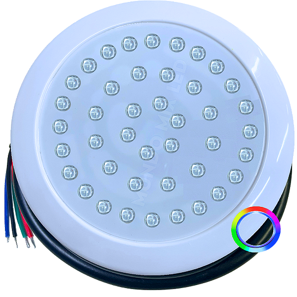 Luminária Refletor AC/BR P/ Piscinas RGB 35W 12v IP68 200mm Rosca 1/2 21mm a Prova D’água