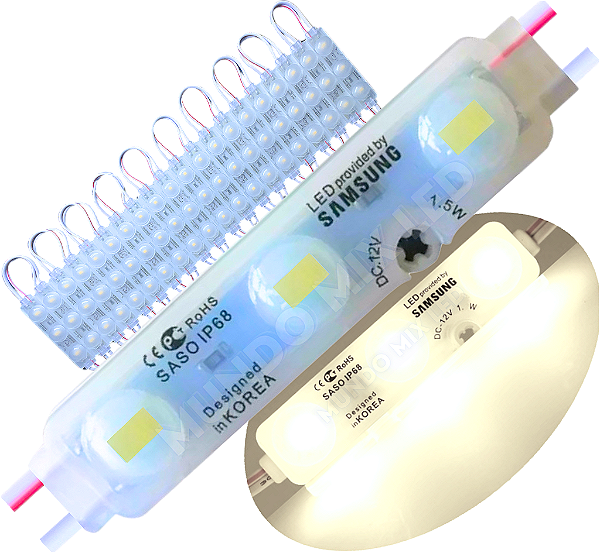 Módulo LED 5830 Chip Samsung Coreano IP68 Branco Morno 4.000k Lente 170º 3-Led 12v 7cm injetado