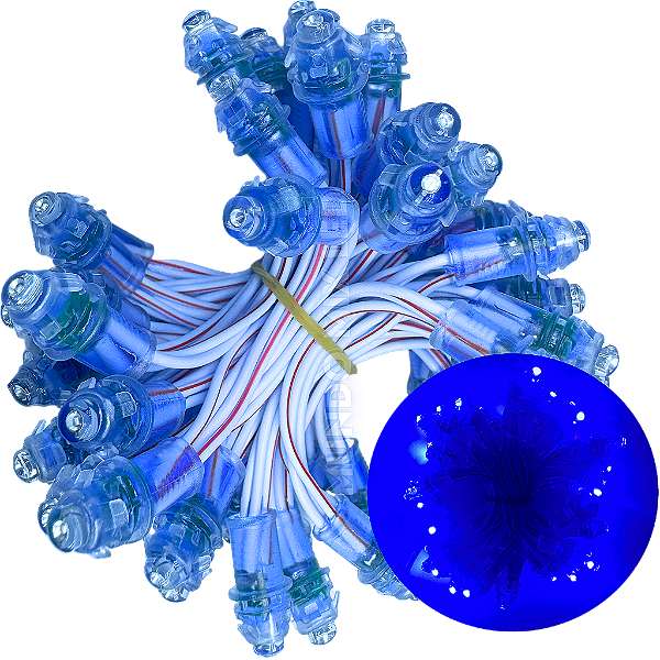 Pixel Led 9mm 1-LED 0,2W 12v Azul Royal IP68 A Prova D’água 9mm 12volts