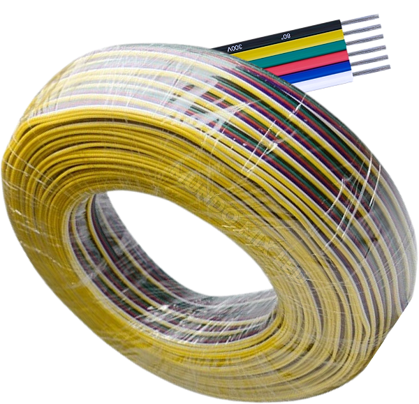 Rolos C/ 100mts Cabo Flat RGBW+WW 6vias 6X1.50mm P/  LED RGB Neon Fita 5v 12v 24v