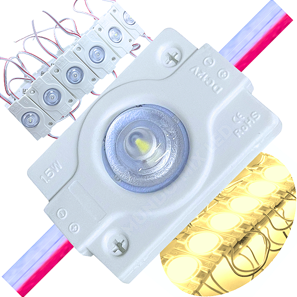 Módulo LED 3230 1,5W 160º Branco Frio 8000k 12v 1-Led IP67 12Volts Injetado P/ Letreiros