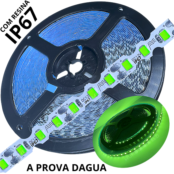 Ultra Fita LED Maleável IP67 6mm A Prova Dagua Verde Puro 12V 8W 120led /mt Zig Zag Faz Curvas 90º