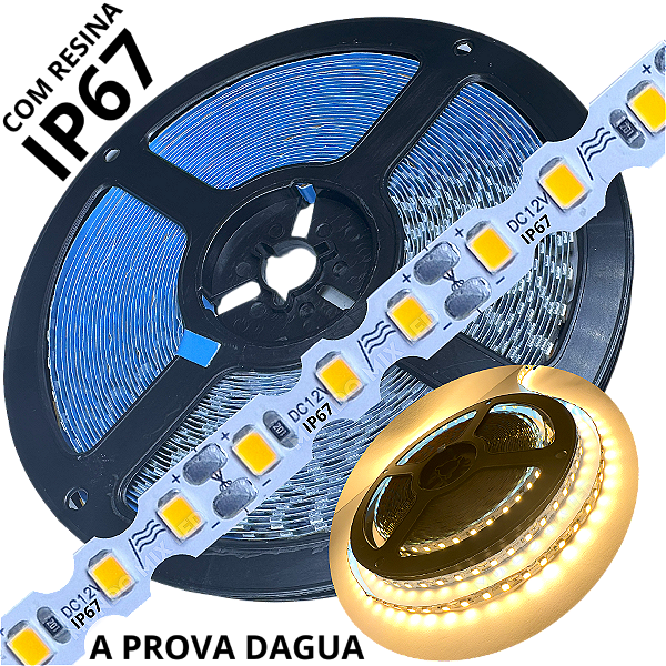 Ultra Fita LED Maleável IP67 6mm A Prova Dagua Branco Quente 12V 8W 120led /mt Zig Zag Faz Curvas 90º