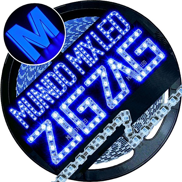 Ultra Fita LED Maleável IP67 6mm A Prova Dagua Azul Royal 12V 8W 120led /mt Zig Zag Faz Curvas 90º