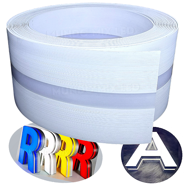 Perfil PVC 7CM Flexível Para Letras caixas Luminosos Cor Brancos 70MM Alma de Alumínio
