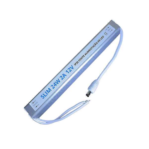 Fonte ULTRA Slim 24W 2A 12V Fina Alumínio Alimentação Palito 110v 220v Para Leds