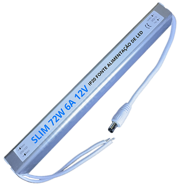 Fonte ULTRA Slim 72W 6A 12V Fina Alumínio Alimentação Palito 110v 220v Para Leds