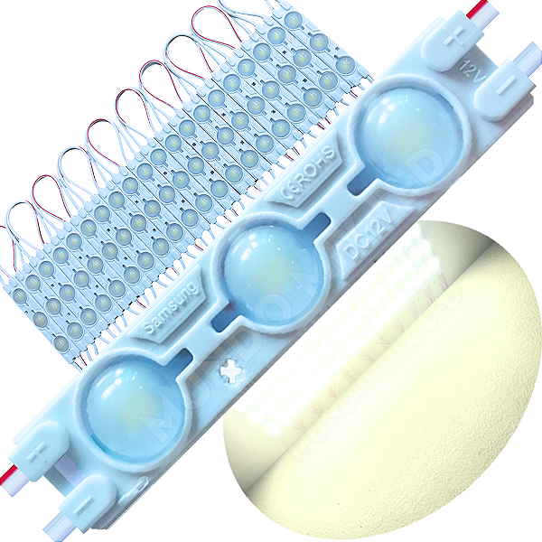 Módulo LED Injetado 7025 1,7W 3-LEDs Branco Morno 4000k 6cm 12v Prova D’água IP67 Lente 160º