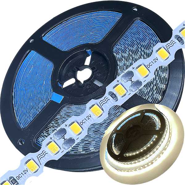 Fita LED ZIG ZIG IP20 Dobrável 6MM Branco Morno 4.000k 8W/MT Profissional 12V LED Com Cobre Curvas 90º 180º