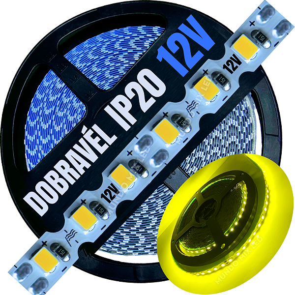 Fita LED ZIG ZIG IP20 Dobrável 6MM Amarelo LIMÃO 8W/MT Profissional 12V LED Com Cobre Curvas 90º 180º