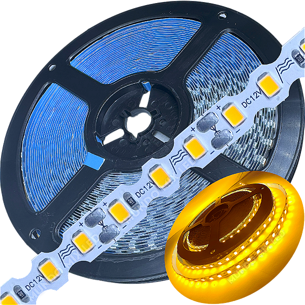 Fita LED ZIG ZIG IP20 Dobrável 6MM Amarelo ÂMBAR 8W/MT Profissional 12V LED Com Cobre Curvas 90º 180º