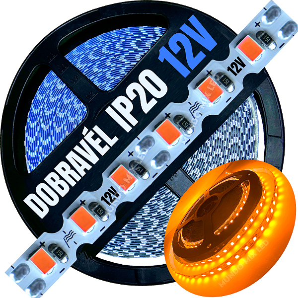 Fita LED ZIG ZIG IP20 Dobrável 6MM Laranja 8W MT Profissional 12V LED Com Cobre Curvas 90º 180º