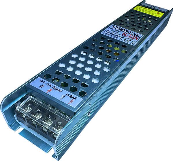 Fonte DIMMERIZAVÉL AC-220V 250W 20A 12V Metálica SLIM Alimentação AC-227V P/ LEDs