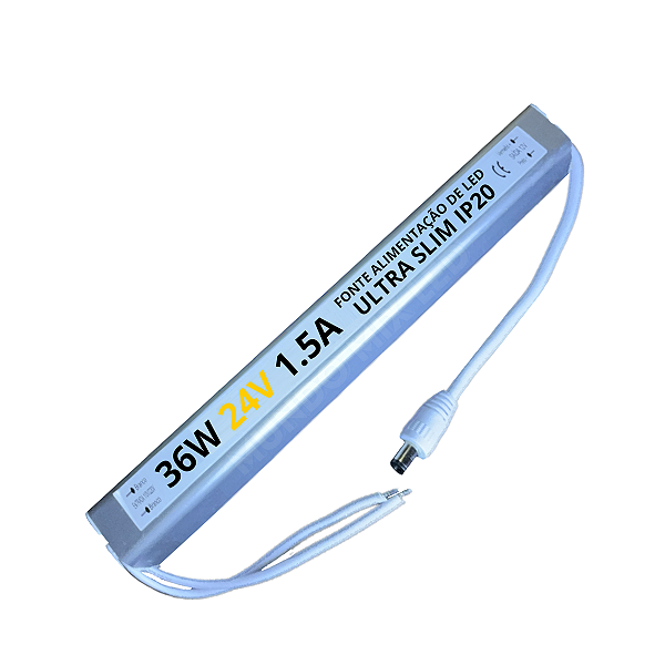 Fonte ULTRA Slim 24V 36W 1,5A 24Volts Fina Alumínio Alimentação Palito 110v 220v Para LEDs