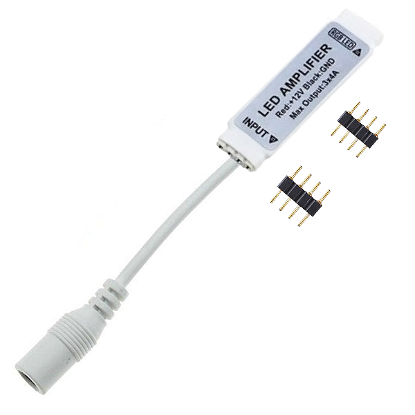 Amplificador RGB 4T 12V/24V + Plug ARANHA Para Fita LED Analógico Com Plug P4 injetado 12V 24V