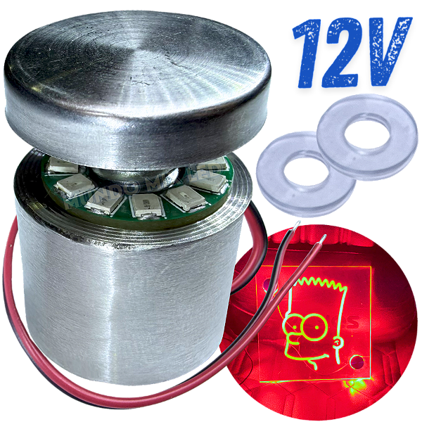 KIT Prolongador Aço Inox 25X25mm + LED 12V VERMELHO Para Desenhos Em Acrílicos Vidros