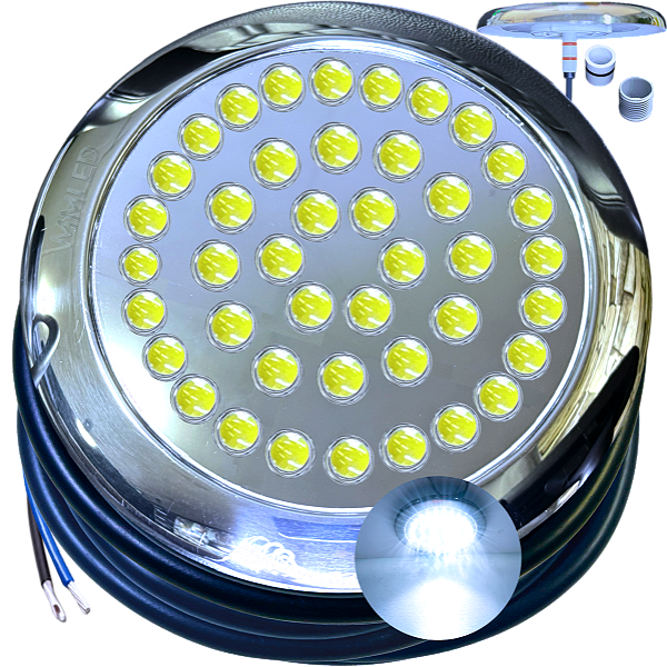 Luminária Refletor Branco Frio 35W 12V Mono Cromatica P/ Piscinas Lagos IP68 125mm Rosca Pressão 1/2 3/4 16mm 21mm 25mm A Prova D’água IP68