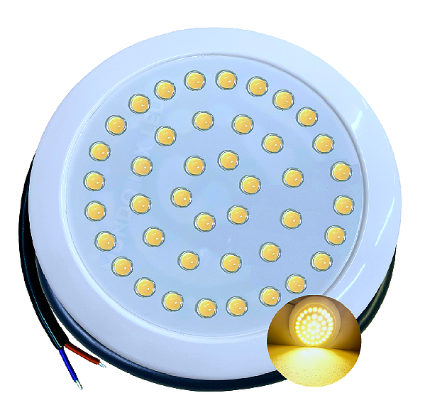 Luminária Refletor Mono P/ Piscinas 35W Branco Quente 12V IP68 125mm Rosca 1/2 21mm Prova D’água
