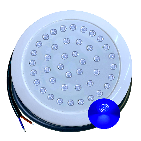 Luminária Refletor Mono P/ Piscinas 35W AZUL 12V IP68 125mm Rosca 1/2 21mm Prova D’água
