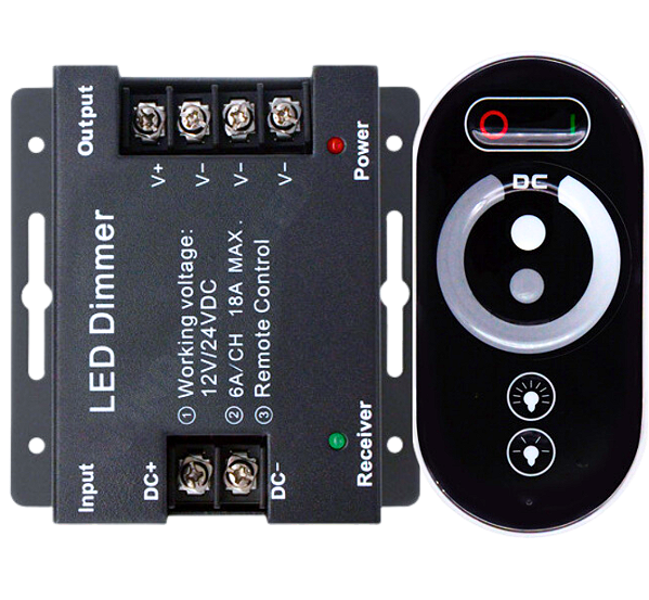 Controladora DIMMER TOUCH Screen 250W 20A 12V 24V Comando Analógico P/ Fita LEDs de Cor única