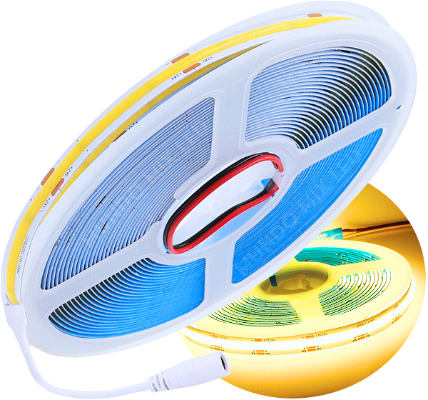 Fita LED COB 3200LEDs 120W 24V Branco Quente 3000k IP20 24V 320LEDs 12Watts /MT P/ Sancas Perfil 24Volts