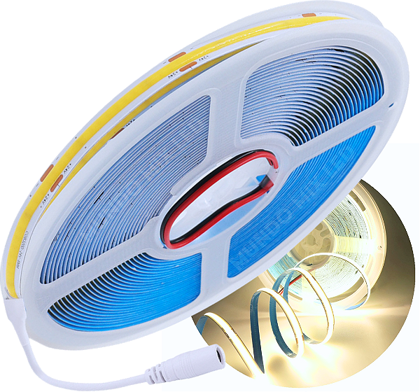 Fita LED COB 3200LEDs 120W 24V Branco Morno 4000k IP20 24V 320LEDs 12Watts /MT P/ Sancas Perfil 24Volts
