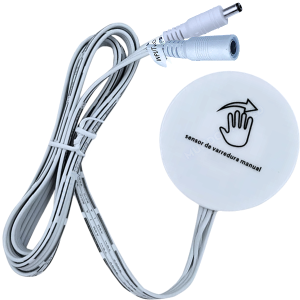 Sensor Dimmer Touch ON OFF Branco 20mm Interruptor P/ LEDs 12v/24v MDF Madeira Vdros Toque Redondo