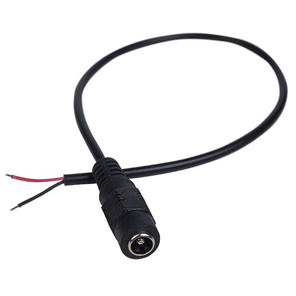 Cabo Rabicho Plug P4 Fêmea ( PRETO ) Cftv 2,1mm Alarmes Câmeras Para Fonte e LEDs 12v/24v