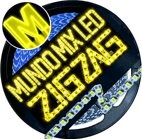 Ultra Fita LED Maleável IP67 6MM A Prova Dagua Amarelo Limão 12V 8W 120LED /mt Zig Zag Faz Curvas 90º