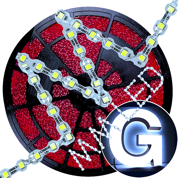 Ultra Fita LED Maleável 108-LEDs 6,48W /MT 12V 8000k Branco FRIO ZIG ZAG 6,5mm IP67 S A Prova Dagua Curvas 90º 6,5Watts 108LEDs