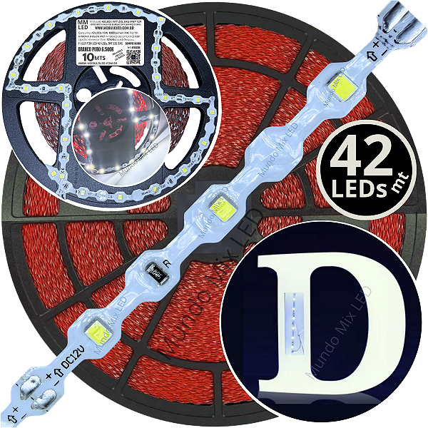 Ultra Fita LED Maleável 42-LEDs 10W /MT 12V 6500k Branco PURO ZIG ZAG 6,5mm IP67 S A Prova Dagua Curvas 90º 10Watts 42LEDs