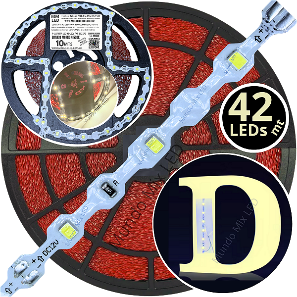 Ultra Fita LED Maleável 42-LEDs 10W /MT 12V 4500k Branco MORNO ZIG ZAG 6,5mm IP67 S A Prova Dagua Curvas 90º 10Watts 42LEDs