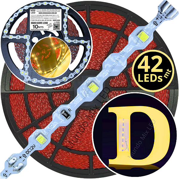 Ultra Fita LED Maleável 42-LEDs 10W /MT 12V 3200k Branco QUENTE ZIG ZAG 6,5mm IP67 S A Prova Dagua Curvas 90º 10Watts 42LEDs