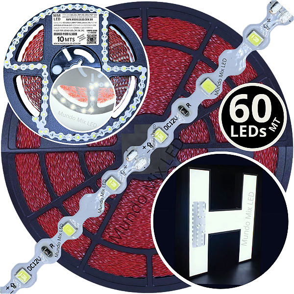 Ultra Fita LED Maleável 60-LEDs 6,48W /MT 12V 6500k Branco PURO ZIG ZAG 6,5mm IP67 S A Prova Dagua Curvas 90º 6,5Watts 60LEDs