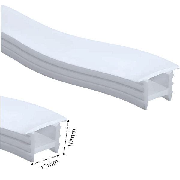 Perfil de Silicone Flexível Embutir 17x10mm Para Fita LED - OBS: FITA LED Não Inclusa
