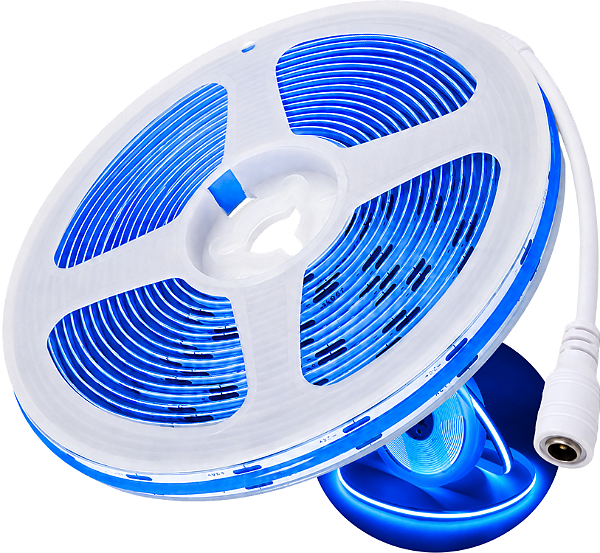 Fita LED COB 360LEDs 12V AZUL 12W /MT IP20 Alto Brilho P/ Perfil Sanca 12Volts
