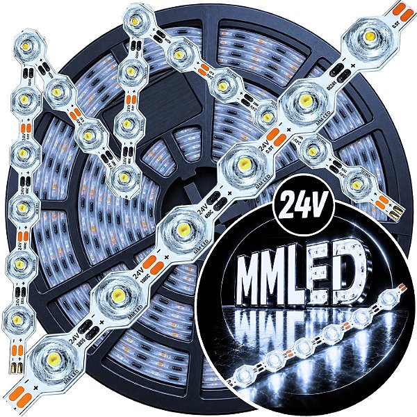 Fita LED CM48 3030s Maleável 48 LEDs ( 24V ) 17W /mt 12mm Branco Frio 10.000k ZIG ZAG IP67 S A Prova Dagua Curvas 90º 17Watts 48LEDs 8000k 24Volts Iluminação Lateral 180°