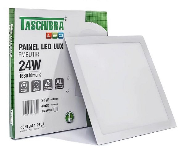 Painel Led quadrado 24w Embutir Taschibra